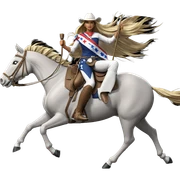 girl riding horse with flag sticker