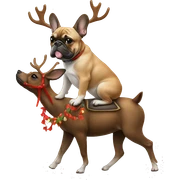 French bulldog riding a reindeer  sticker