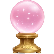 Crystal Ball Emoji "A pastel pink crystal ball sitting on an ornate base, glowing softly and filled with swirling glitter and tiny stardust patterns." sticker