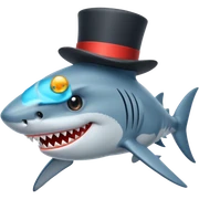 Shark with a top hat sticker