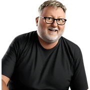 male with glasses indoors sticker