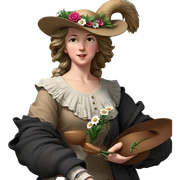 artist with hat and flowers sticker