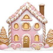light pink and gold and white gingerbread house sticker