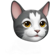 A dark grey and white cat sticker