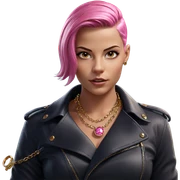 girl with pink hair and jewelry sticker