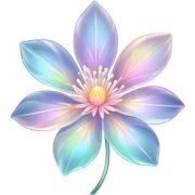 Pastel iridescent transparent luminescent flower sticker