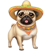 Pug with a sombrero sticker
