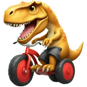 A cute T-Rex riding a tricycle sticker