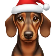 Brown dachshund with Christmas hat sticker