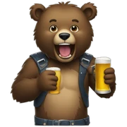 bear eating beer sticker