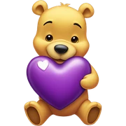 Winnie the Pooh holding a Purple Heart sticker