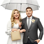 happy couple under umbrella sticker