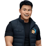 smiling boy in black vest sticker
