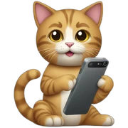 cat holding phone sticker