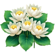 bouquet white Nymphaea lotus,stem, lotus leaf sticker