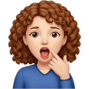 White girl with brown curly hair yawning  sticker