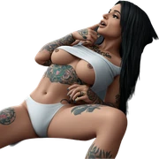 sitting girl with tattoos sticker