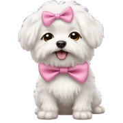little white fluffy dog wearing a pink bow sticker
