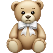 Beige teddy with a white bow sticker