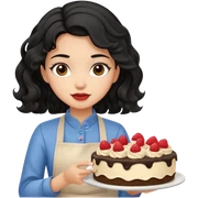 Una chica haciendo postres con cabello negro ondulado sticker