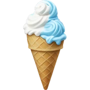 light blue and white swirl ice cream with a cone sticker