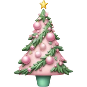 Pastel pink decorated Christmas tree sticker
