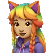 rainbow fox girl sticker