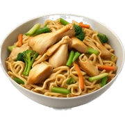 chicken lo mein with veggies in bowl sticker