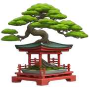 bonsai tree intertwined with torii gate sticker