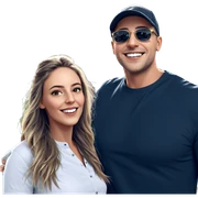smiling couple with sunglasses sticker