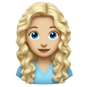 Blond wavy hair girl with blue eyes sticker