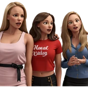three girls in stylish outfits sticker