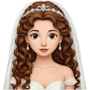 Beautiful bride with brown and Curly long hair sticker