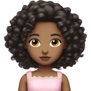 Medium brown doll eyes, black curly hair, feminine, pink,girl angelic beauty sticker