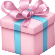 Baby pink Present box with baby blue ribbon sticker
