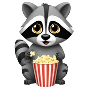 Raccoon eating popcorn sticker