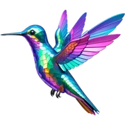 Futuristic colored, detailed, 3d Rendering, hummingbird sticker