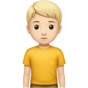 Short boy with yellow on sticker