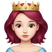 Beautiful long burgundy haired girl wearing a princess crown sticker