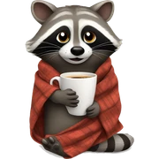 RACCOON IN A BLANKET with coffee cup sticker