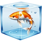 Cube water, one koi fish sticker