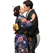 romantic kimono couple kiss sticker
