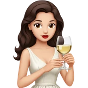 Beautiful woman in 1950’s woman fashion look, white dress, long hair, wine, dark brown hair sticker