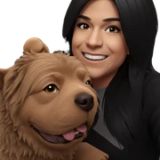 smiling person with dog sticker