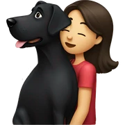 Brunette kissing big black dog sticker