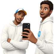 boys having fun with phones sticker