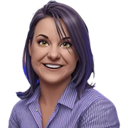 smiling girl in striped shirt sticker