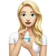 white girl applying cream on face sticker