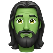 a man with long dark hair in a suit, green eyes sticker