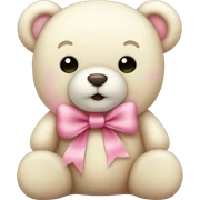cute cream colored teddy bear with a pink bow sticker